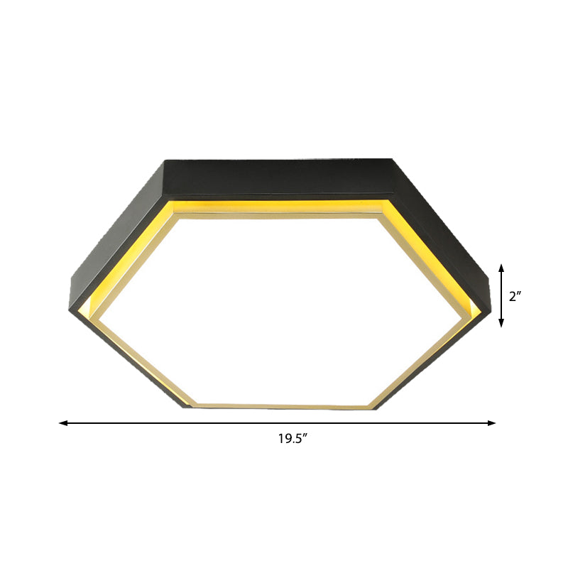 Nordic Hexagon Flushmount Metal Led Black/Green/Grey/White Close to Ceiling Light with Frosted Acrylic Shade, 16"/19.5" Wide Clearhalo 'Ceiling Lights' 'Close To Ceiling Lights' 'Close to ceiling' 'Flush mount' Lighting' 376966