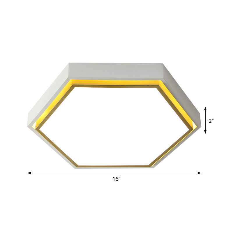 Nordic Hexagon Flushmount Metal Led Black/Green/Grey/White Close to Ceiling Light with Frosted Acrylic Shade, 16"/19.5" Wide Clearhalo 'Ceiling Lights' 'Close To Ceiling Lights' 'Close to ceiling' 'Flush mount' Lighting' 376970