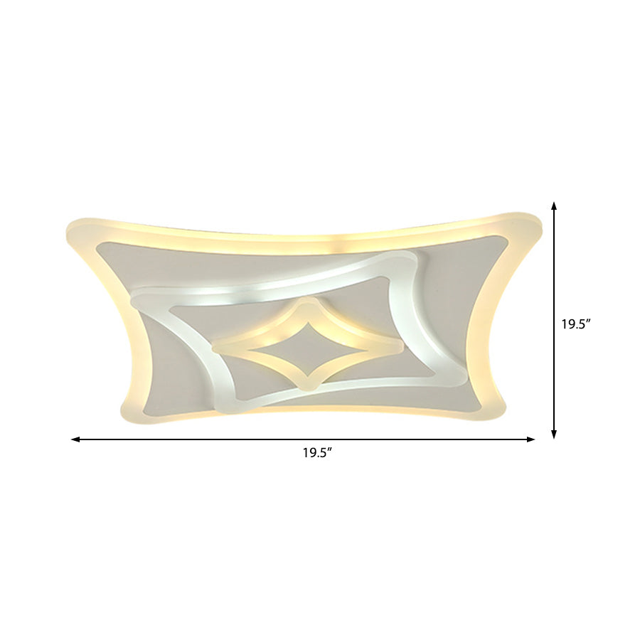 Contemporary Curved Square Ceiling Mount Light Acrylic Ceiling Lamp in White for Kid Bedroom Clearhalo 'Ceiling Lights' 'Close To Ceiling Lights' 'Close to ceiling' 'Flush mount' Lighting' 377005