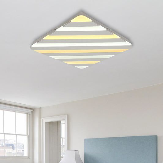 Simple White Flush Ceiling Light with Stripe Pattern Acrylic LED Ceiling Lamp for Dining Room Clearhalo 'Ceiling Lights' 'Close To Ceiling Lights' 'Close to ceiling' 'Flush mount' Lighting' 377014