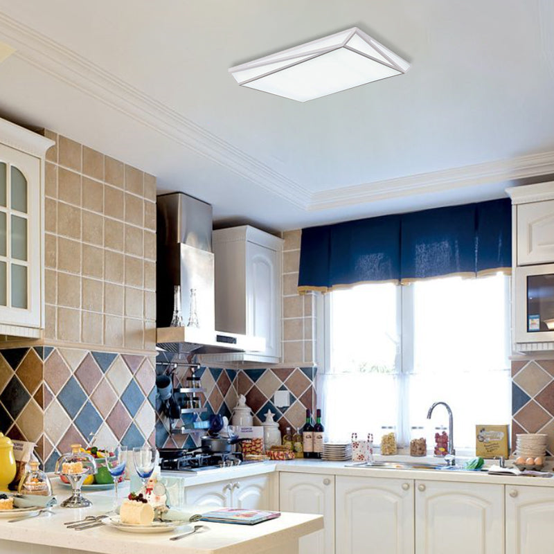 White Rectangle Ceiling Mount Light Modern Style Acrylic LED Ceiling Fixture for Office Restaurant Clearhalo 'Ceiling Lights' 'Close To Ceiling Lights' 'Close to ceiling' 'Flush mount' Lighting' 377025