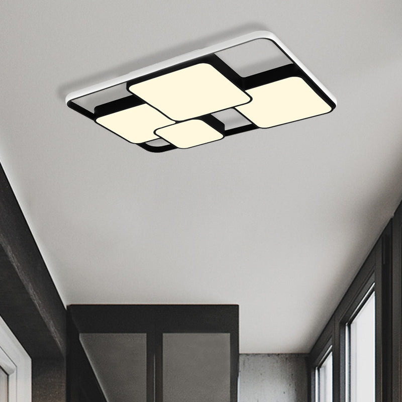 Black/White Rectangle Flush Ceiling Light Contemporary Acrylic LED Flushmount Light for Cafe Clearhalo 'Ceiling Lights' 'Close To Ceiling Lights' 'Close to ceiling' 'Flush mount' Lighting' 377030