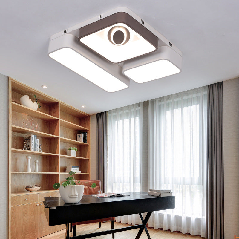 Modern White LED Flush Mount Light with Rectangle and Square Shade Acrylic Ceiling Lamp for Living Room White 21.5" Clearhalo 'Ceiling Lights' 'Close To Ceiling Lights' 'Close to ceiling' 'Flush mount' Lighting' 377082