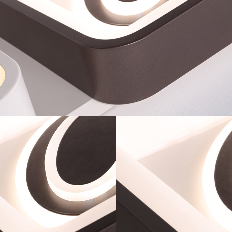 Modern White LED Flush Mount Light with Rectangle and Square Shade Acrylic Ceiling Lamp for Living Room Clearhalo 'Ceiling Lights' 'Close To Ceiling Lights' 'Close to ceiling' 'Flush mount' Lighting' 377086