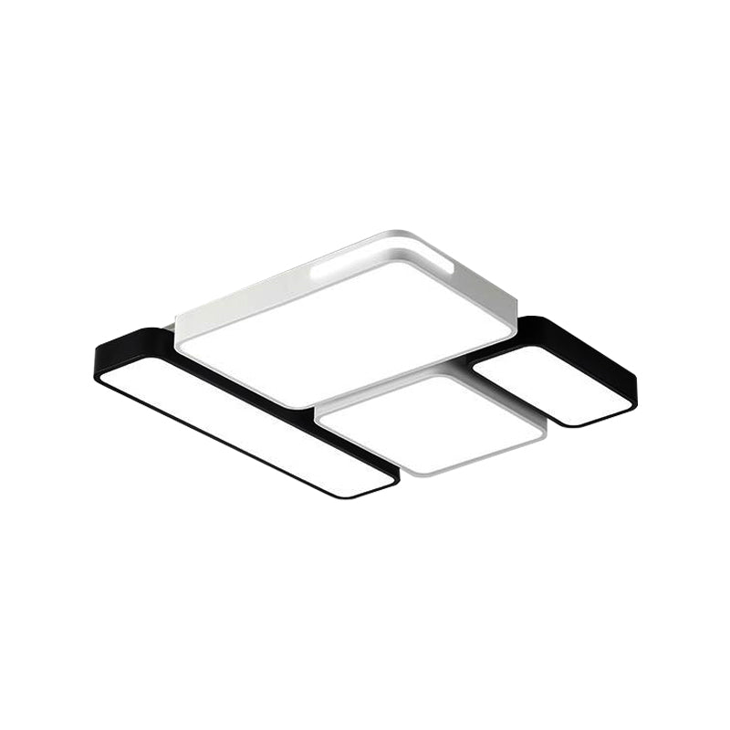 Simple Rectangle Ceiling Mount Light Acrylic Slim LED Ceiling Lamp in Black and White/White for Study Room Clearhalo 'Ceiling Lights' 'Close To Ceiling Lights' 'Close to ceiling' 'Flush mount' Lighting' 377118