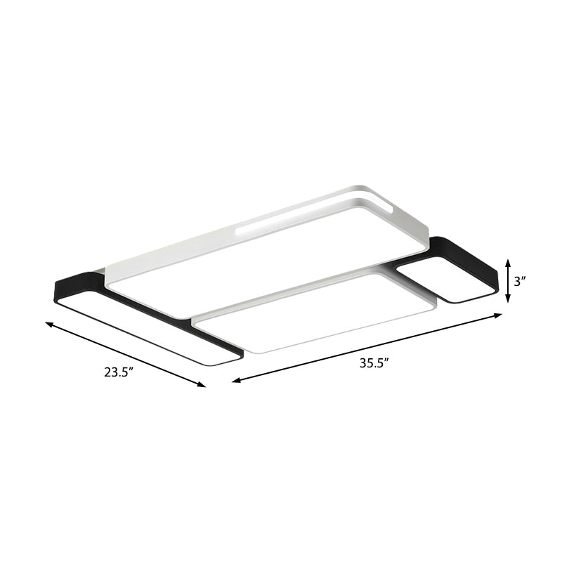 Simple Rectangle Ceiling Mount Light Acrylic Slim LED Ceiling Lamp in Black and White/White for Study Room Clearhalo 'Ceiling Lights' 'Close To Ceiling Lights' 'Close to ceiling' 'Flush mount' Lighting' 377133