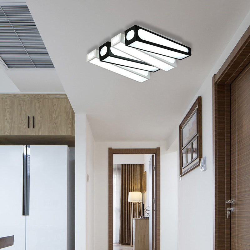 Modern Linear Square Flush Mount Light Acrylic LED Ceiling Light in Black and White for Foyer White 18" Clearhalo 'Ceiling Lights' 'Close To Ceiling Lights' 'Close to ceiling' 'Flush mount' Lighting' 377150
