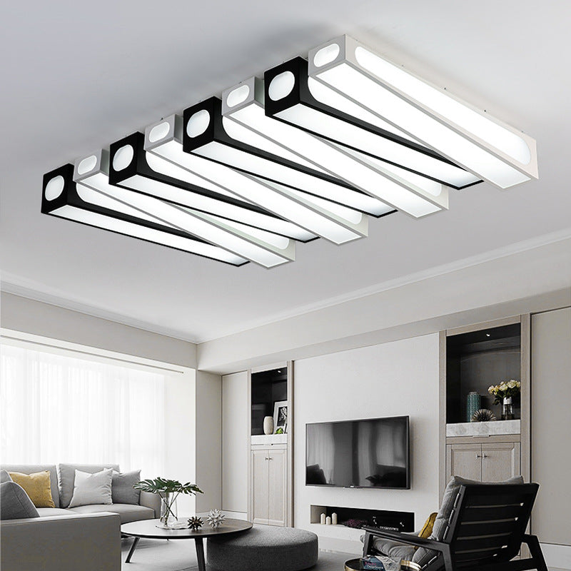 Modern Linear Square Flush Mount Light Acrylic LED Ceiling Light in Black and White for Foyer White 35.5" Clearhalo 'Ceiling Lights' 'Close To Ceiling Lights' 'Close to ceiling' 'Flush mount' Lighting' 377154