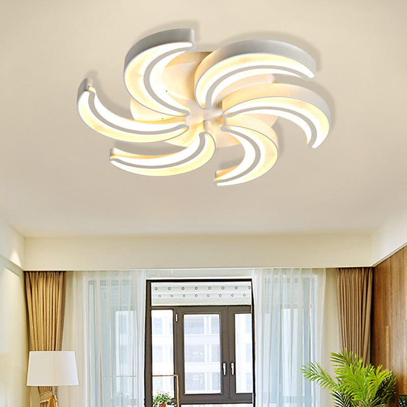 Contemporary Flower Flush Mount Light Acrylic Warm/White Lighting LED Ceiling Fixture in White for Hotel 6 Clearhalo 'Ceiling Lights' 'Close To Ceiling Lights' 'Close to ceiling' 'Flush mount' Lighting' 377166
