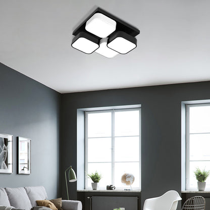 Square Kitchen Bedroom Ceiling Lamp Acrylic Metal 4/6/9/12/16/20 Heads Modern LED Ceiling Mount Light in Black 4 Black Clearhalo 'Ceiling Lights' 'Close To Ceiling Lights' 'Close to ceiling' 'Flush mount' Lighting' 377249
