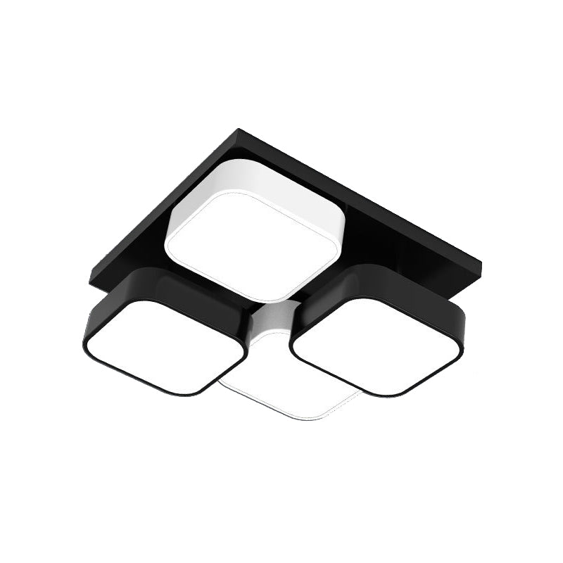 Square Kitchen Bedroom Ceiling Lamp Acrylic Metal 4/6/9/12/16/20 Heads Modern LED Ceiling Mount Light in Black Clearhalo 'Ceiling Lights' 'Close To Ceiling Lights' 'Close to ceiling' 'Flush mount' Lighting' 377251