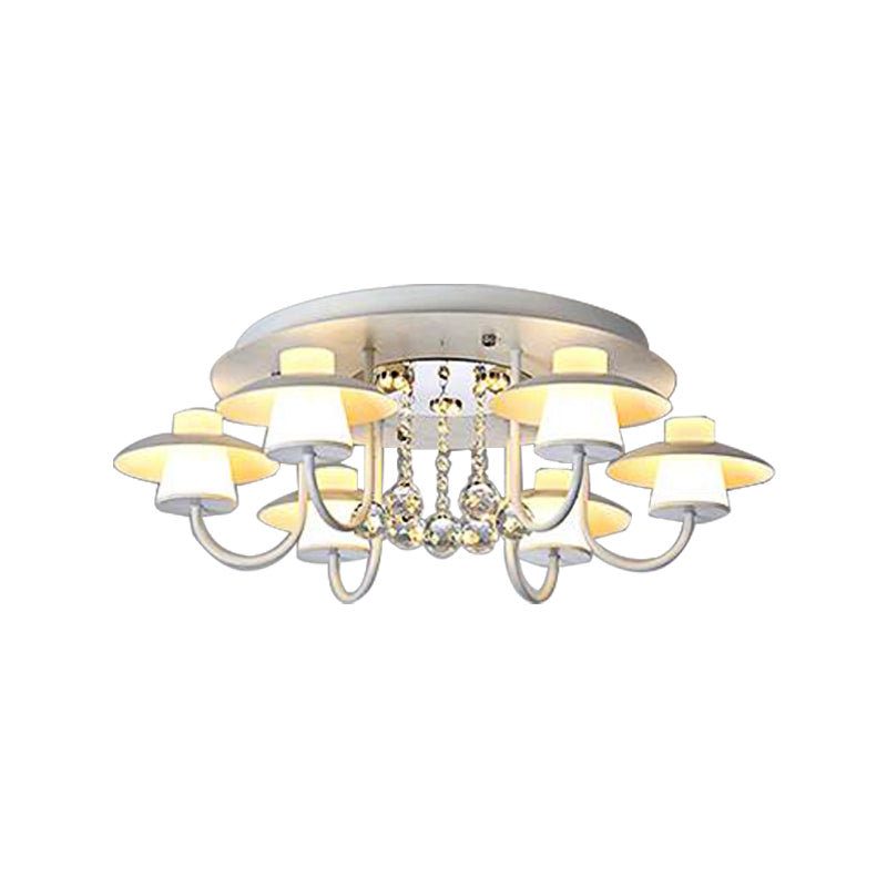 Metallic Circular Semi Flushmount Light 8 Lights Luxurious Black/White Ceiling Light with Crystal Ball for Dining Table Clearhalo 'Ceiling Lights' 'Close To Ceiling Lights' 'Close to ceiling' 'Semi-flushmount' Lighting' 377308