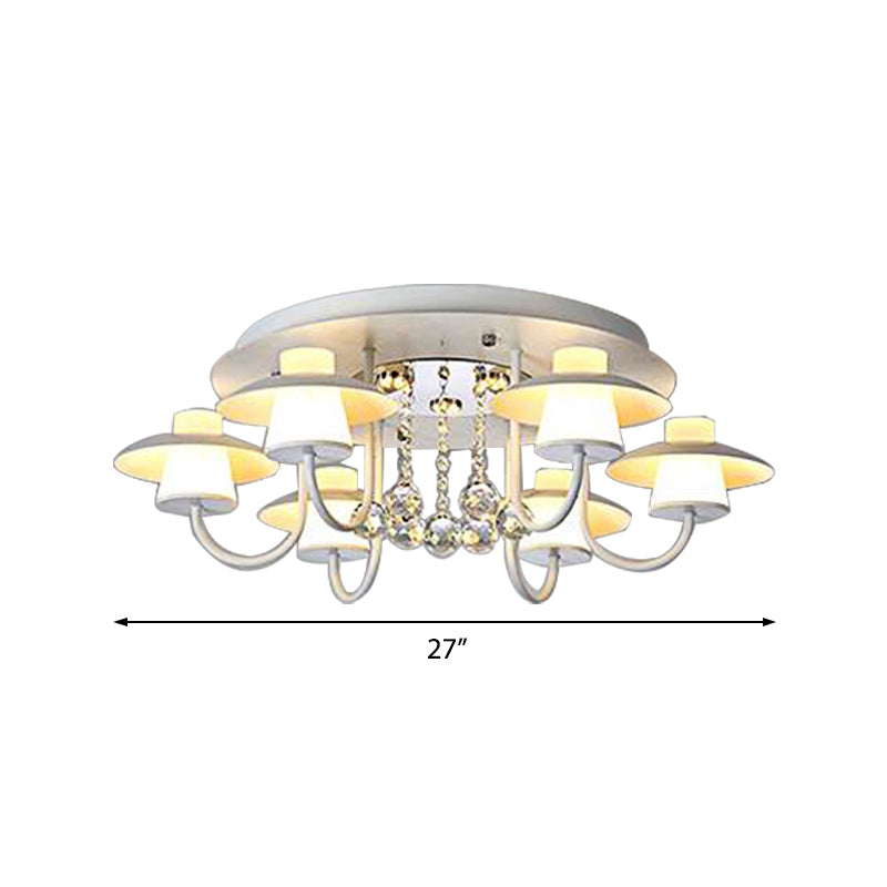 Metallic Circular Semi Flushmount Light 8 Lights Luxurious Black/White Ceiling Light with Crystal Ball for Dining Table Clearhalo 'Ceiling Lights' 'Close To Ceiling Lights' 'Close to ceiling' 'Semi-flushmount' Lighting' 377309
