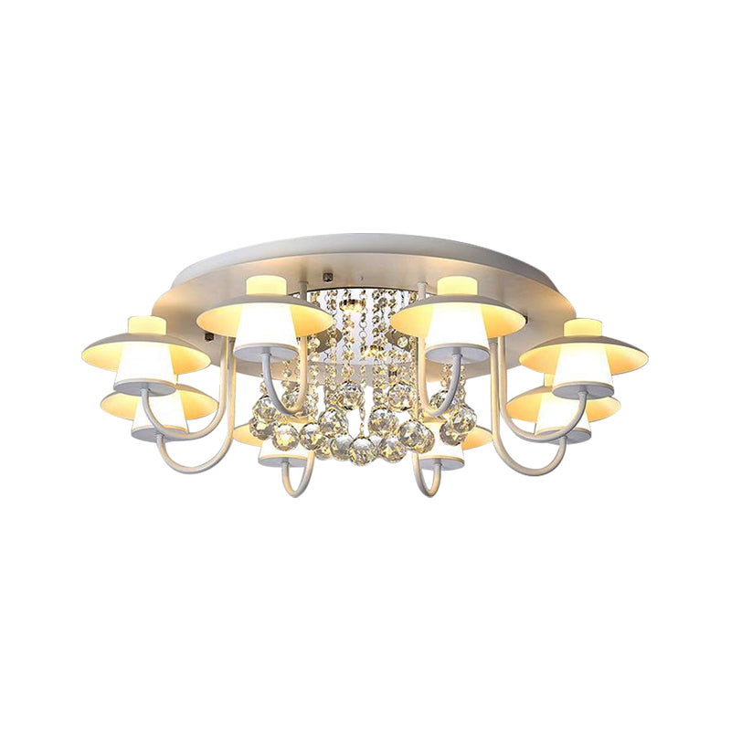 Metallic Circular Semi Flushmount Light 8 Lights Luxurious Black/White Ceiling Light with Crystal Ball for Dining Table Clearhalo 'Ceiling Lights' 'Close To Ceiling Lights' 'Close to ceiling' 'Semi-flushmount' Lighting' 377312