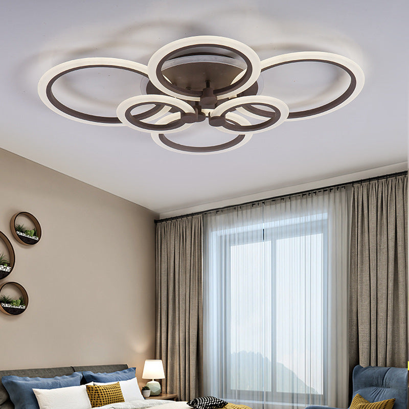 Contemporary Brown LED Ceiling Light Circular Petal Acrylic Neutral/Warm/White Flush Ceiling Light for Living Room Clearhalo 'Ceiling Lights' 'Close To Ceiling Lights' 'Close to ceiling' 'Semi-flushmount' Lighting' 377337