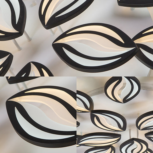 Acrylic Leaf Shape Flush Mount Light Modern Style LED Ceiling Light in Black for Hotel Shop Clearhalo 'Ceiling Lights' 'Close To Ceiling Lights' 'Close to ceiling' 'Semi-flushmount' Lighting' 377358