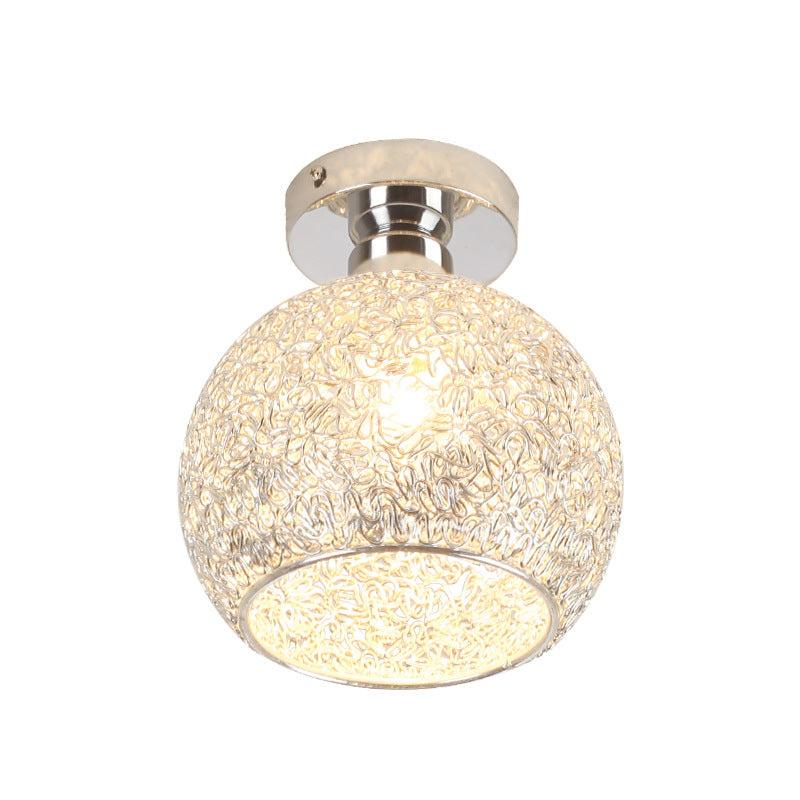 Romantic Globe Flush Mount Light 1 Head Metal and Clear Crystal Ceiling Light in Chrome for Corridor Clearhalo 'Ceiling Lights' 'Close To Ceiling Lights' 'Close to ceiling' 'Semi-flushmount' Lighting' 377371