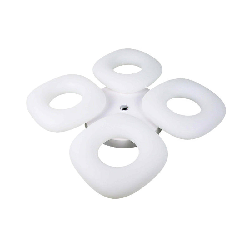 Contemporary White Flush Ceiling Light Circle 3/4 Heads LED Ceiling Fixture for Living Room Bedroom Clearhalo 'Ceiling Lights' 'Close To Ceiling Lights' 'Close to ceiling' 'Semi-flushmount' Lighting' 377393