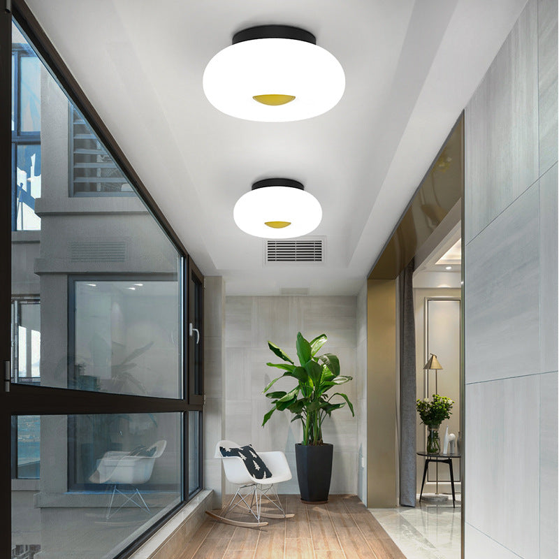 White Circular Semi Flush Ceiling Light 1/3/5 Heads Contemporary Acrylic Ceiling Lamp for Living Room 1 White Clearhalo 'Ceiling Lights' 'Close To Ceiling Lights' 'Close to ceiling' 'Semi-flushmount' Lighting' 377395