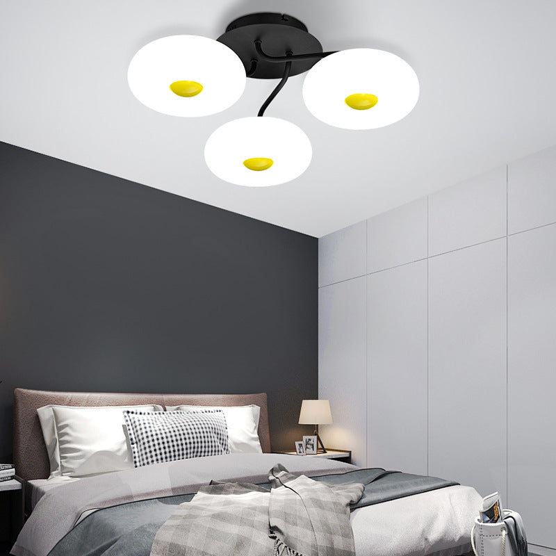 White Circular Semi Flush Ceiling Light 1/3/5 Heads Contemporary Acrylic Ceiling Lamp for Living Room 3 White Clearhalo 'Ceiling Lights' 'Close To Ceiling Lights' 'Close to ceiling' 'Semi-flushmount' Lighting' 377399