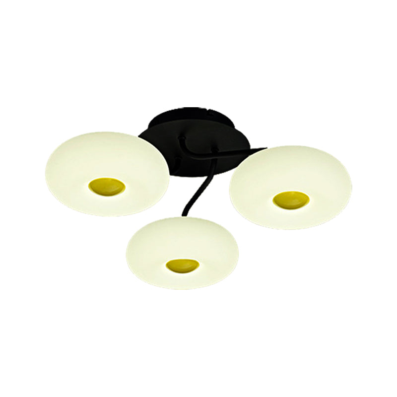 White Circular Semi Flush Ceiling Light 1/3/5 Heads Contemporary Acrylic Ceiling Lamp for Living Room Clearhalo 'Ceiling Lights' 'Close To Ceiling Lights' 'Close to ceiling' 'Semi-flushmount' Lighting' 377401
