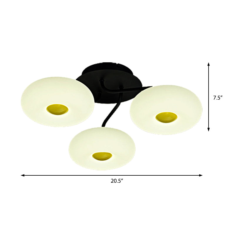 White Circular Semi Flush Ceiling Light 1/3/5 Heads Contemporary Acrylic Ceiling Lamp for Living Room Clearhalo 'Ceiling Lights' 'Close To Ceiling Lights' 'Close to ceiling' 'Semi-flushmount' Lighting' 377402
