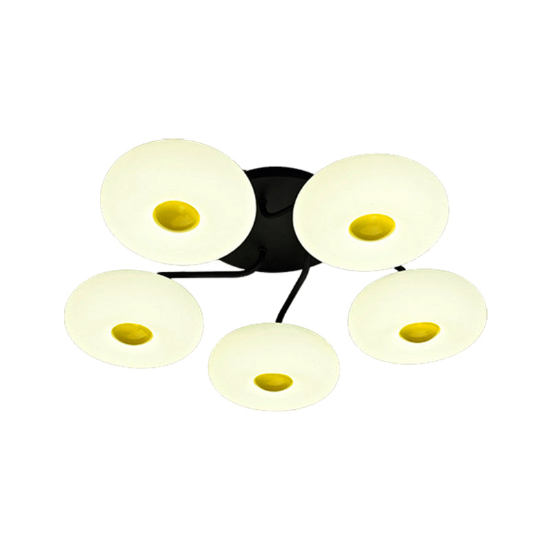 White Circular Semi Flush Ceiling Light 1/3/5 Heads Contemporary Acrylic Ceiling Lamp for Living Room Clearhalo 'Ceiling Lights' 'Close To Ceiling Lights' 'Close to ceiling' 'Semi-flushmount' Lighting' 377405