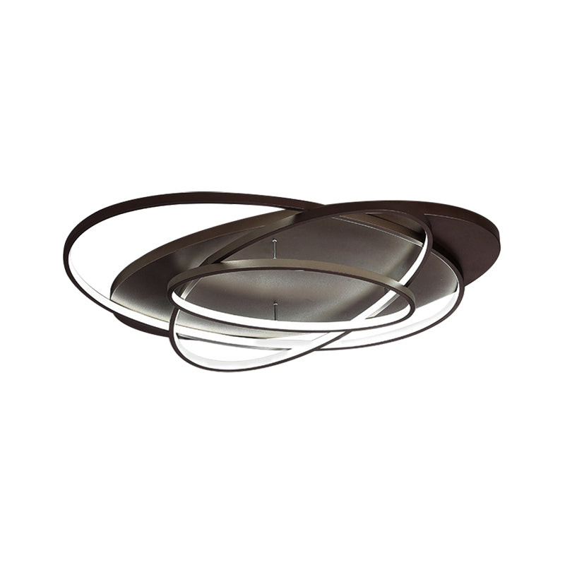 Oval Shape LED Flushmount Light Modern Stylish Acrylic Ceiling Lamp in Brown for Office Coffee Shop Clearhalo 'Ceiling Lights' 'Close To Ceiling Lights' 'Close to ceiling' 'Semi-flushmount' Lighting' 377409