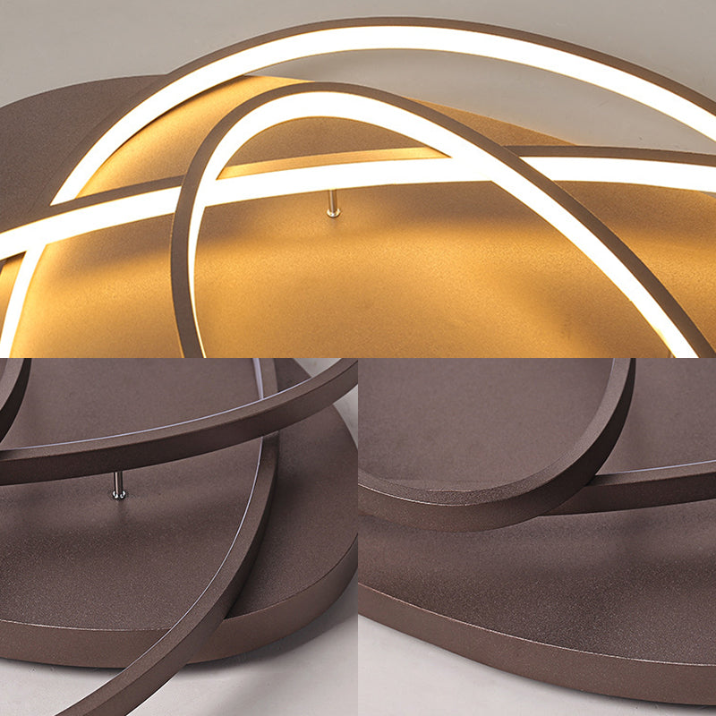 Oval Shape LED Flushmount Light Modern Stylish Acrylic Ceiling Lamp in Brown for Office Coffee Shop Clearhalo 'Ceiling Lights' 'Close To Ceiling Lights' 'Close to ceiling' 'Semi-flushmount' Lighting' 377411