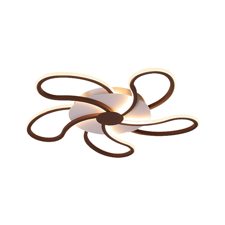 Brown Flower Ceiling Flush Light Modern Metal Shade 5/6/7 Lights Led Indoor Lighting in Warm/White Clearhalo 'Ceiling Lights' 'Close To Ceiling Lights' 'Close to ceiling' 'Semi-flushmount' Lighting' 377449