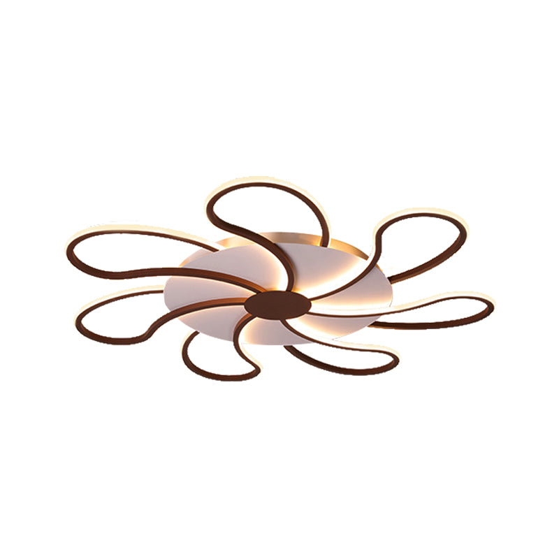 Brown Flower Ceiling Flush Light Modern Metal Shade 5/6/7 Lights Led Indoor Lighting in Warm/White Clearhalo 'Ceiling Lights' 'Close To Ceiling Lights' 'Close to ceiling' 'Semi-flushmount' Lighting' 377457