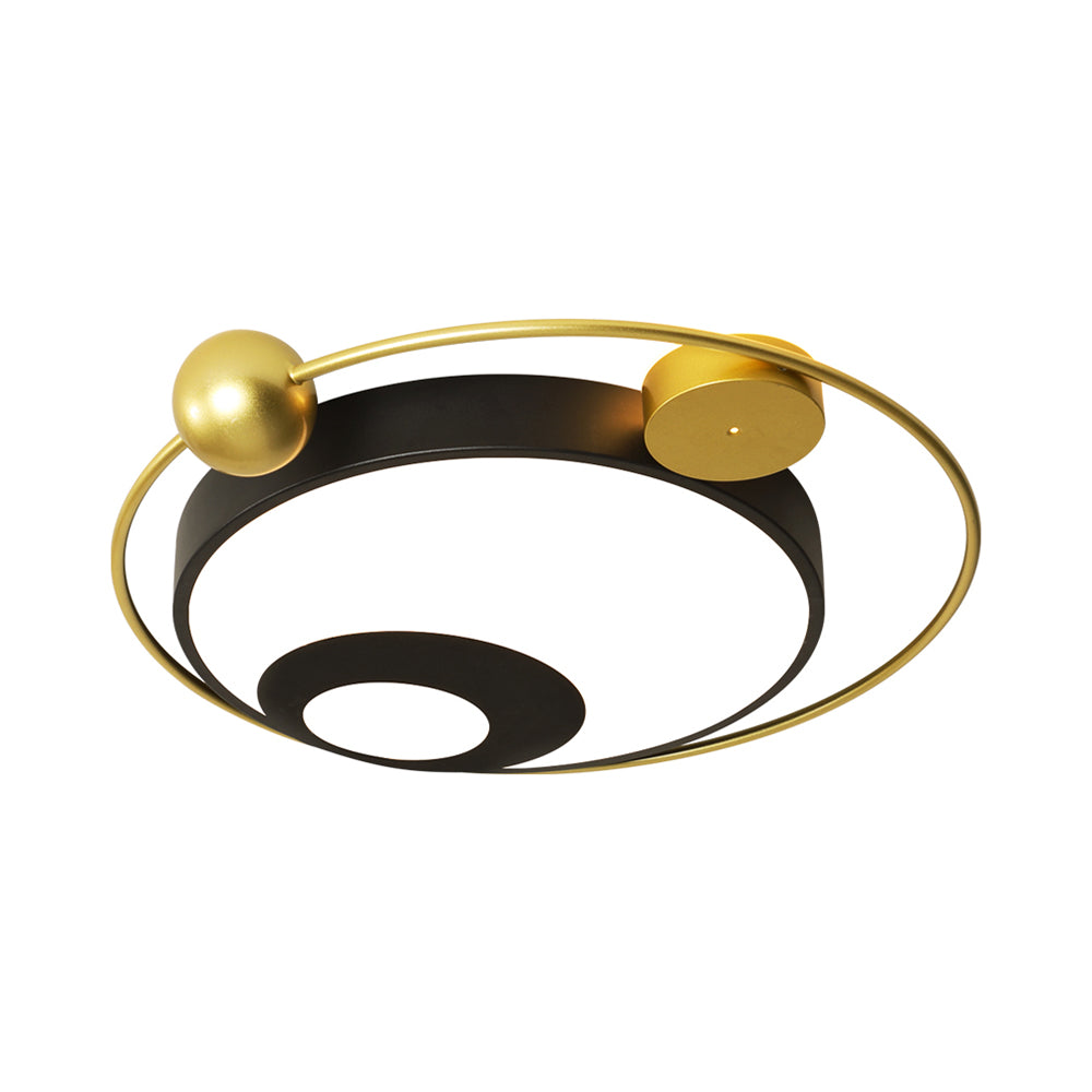 Square/Round Flushmount Modern Vintage Metal Led Black/White Flush Lighting in Warm Light with Diffuser Clearhalo 'Ceiling Lights' 'Close To Ceiling Lights' 'Close to ceiling' 'Flush mount' Lighting' 377534