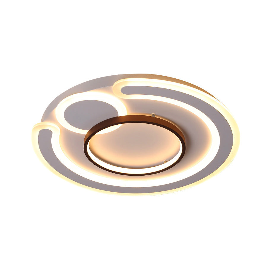 16.5"/20.5"/24.5" Wide Metal Round Ceiling Flush Mount Nordic Style White Flush Lamp in Warm/White Clearhalo 'Ceiling Lights' 'Close To Ceiling Lights' 'Close to ceiling' 'Semi-flushmount' Lighting' 377563