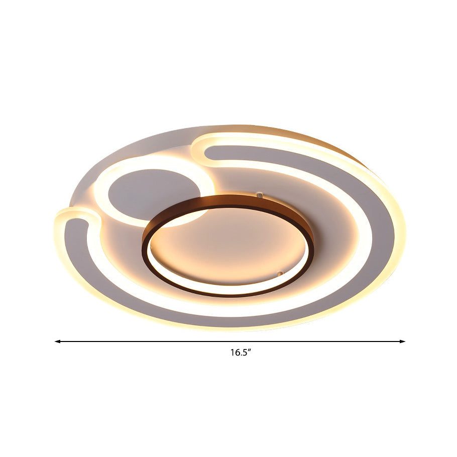 16.5"/20.5"/24.5" Wide Metal Round Ceiling Flush Mount Nordic Style White Flush Lamp in Warm/White Clearhalo 'Ceiling Lights' 'Close To Ceiling Lights' 'Close to ceiling' 'Semi-flushmount' Lighting' 377564