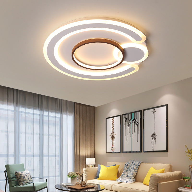 16.5"/20.5"/24.5" Wide Metal Round Ceiling Flush Mount Nordic Style White Flush Lamp in Warm/White White 20.5" Clearhalo 'Ceiling Lights' 'Close To Ceiling Lights' 'Close to ceiling' 'Semi-flushmount' Lighting' 377565
