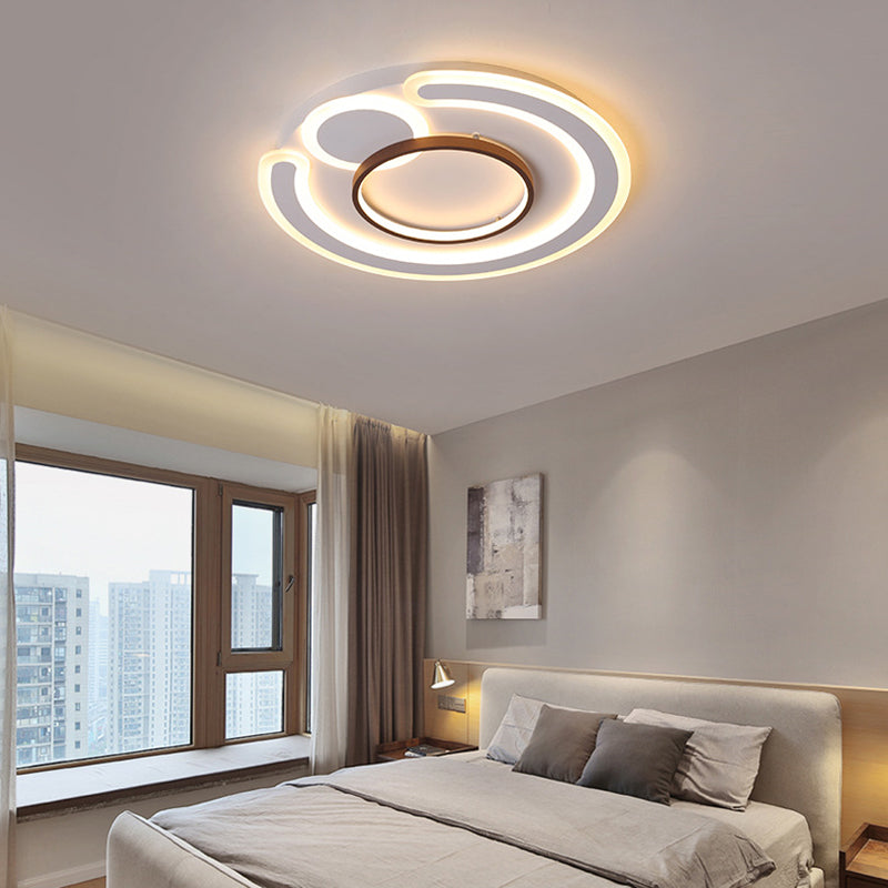 16.5"/20.5"/24.5" Wide Metal Round Ceiling Flush Mount Nordic Style White Flush Lamp in Warm/White Clearhalo 'Ceiling Lights' 'Close To Ceiling Lights' 'Close to ceiling' 'Semi-flushmount' Lighting' 377566