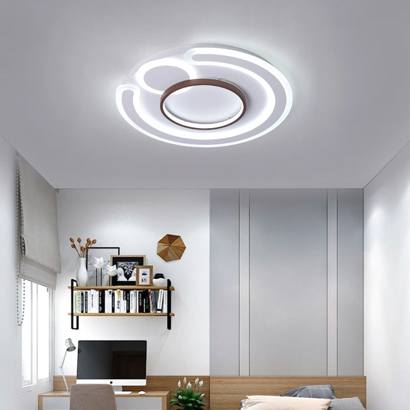 16.5"/20.5"/24.5" Wide Metal Round Ceiling Flush Mount Nordic Style White Flush Lamp in Warm/White Clearhalo 'Ceiling Lights' 'Close To Ceiling Lights' 'Close to ceiling' 'Semi-flushmount' Lighting' 377569