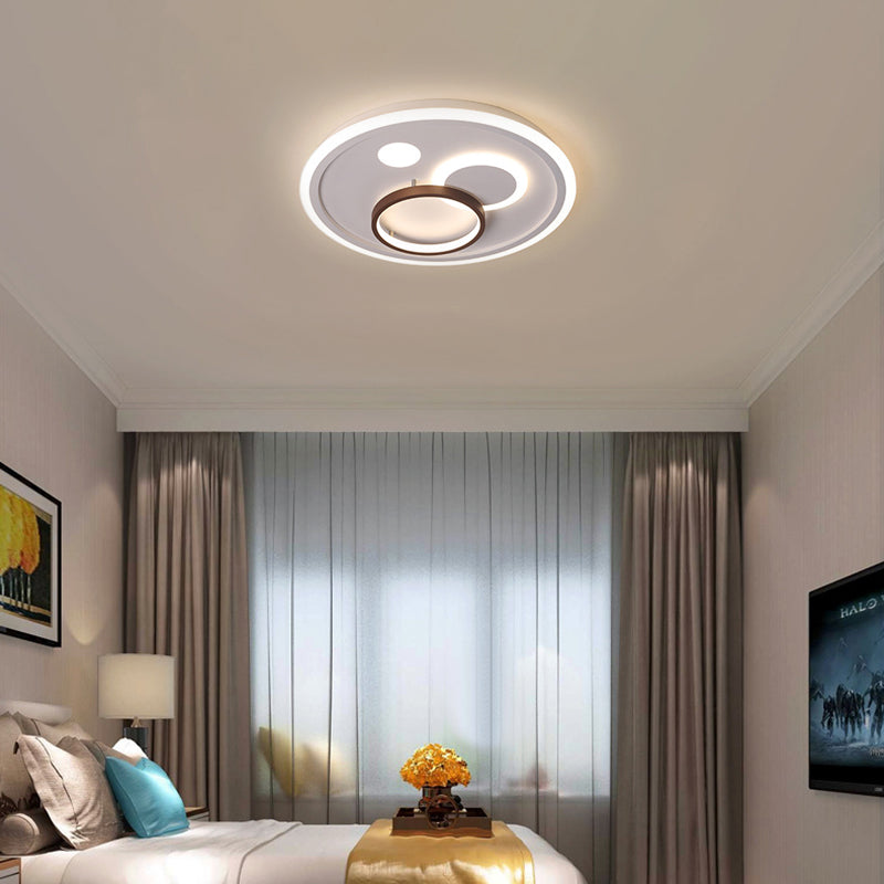 16.5"/20.5"/24.5" Wide Nordic Style Round Ceiling Flush Lamp Metal Integrated Led White Flush Lighting with Diffuser White 16.5" Clearhalo 'Ceiling Lights' 'Close To Ceiling Lights' 'Close to ceiling' 'Flush mount' Lighting' 377585