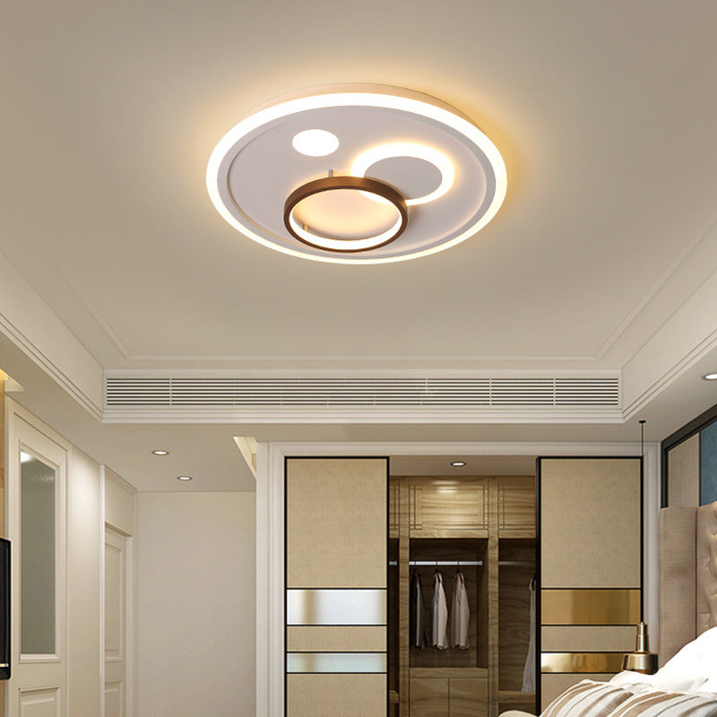 16.5"/20.5"/24.5" Wide Nordic Style Round Ceiling Flush Lamp Metal Integrated Led White Flush Lighting with Diffuser White 20.5" Clearhalo 'Ceiling Lights' 'Close To Ceiling Lights' 'Close to ceiling' 'Flush mount' Lighting' 377589