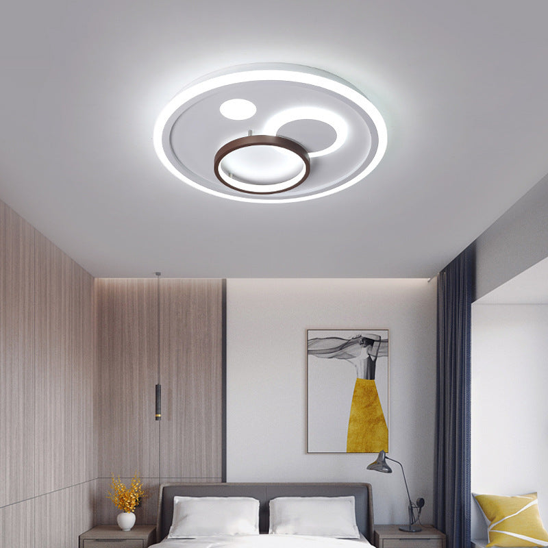 16.5"/20.5"/24.5" Wide Nordic Style Round Ceiling Flush Lamp Metal Integrated Led White Flush Lighting with Diffuser White 24.5" Clearhalo 'Ceiling Lights' 'Close To Ceiling Lights' 'Close to ceiling' 'Flush mount' Lighting' 377592