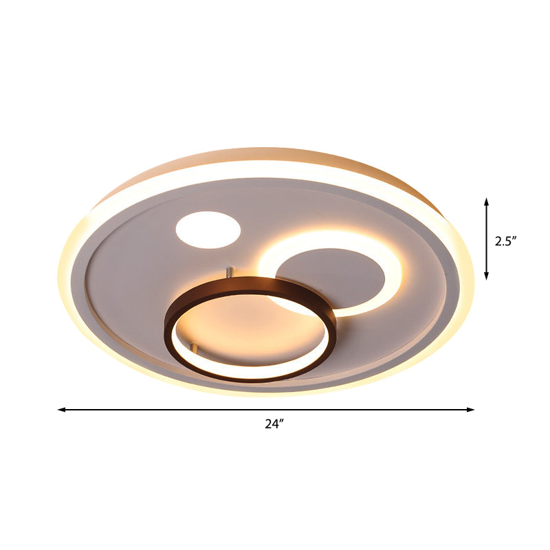 16.5"/20.5"/24.5" Wide Nordic Style Round Ceiling Flush Lamp Metal Integrated Led White Flush Lighting with Diffuser Clearhalo 'Ceiling Lights' 'Close To Ceiling Lights' 'Close to ceiling' 'Flush mount' Lighting' 377594