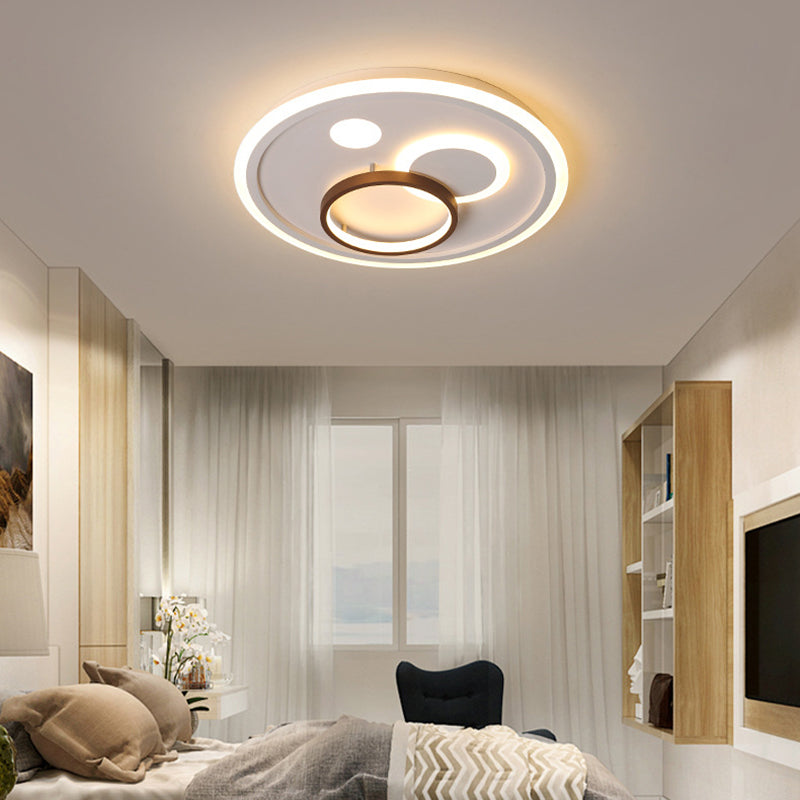 16.5"/20.5"/24.5" Wide Nordic Style Round Ceiling Flush Lamp Metal Integrated Led White Flush Lighting with Diffuser White 31" Clearhalo 'Ceiling Lights' 'Close To Ceiling Lights' 'Close to ceiling' 'Flush mount' Lighting' 377595
