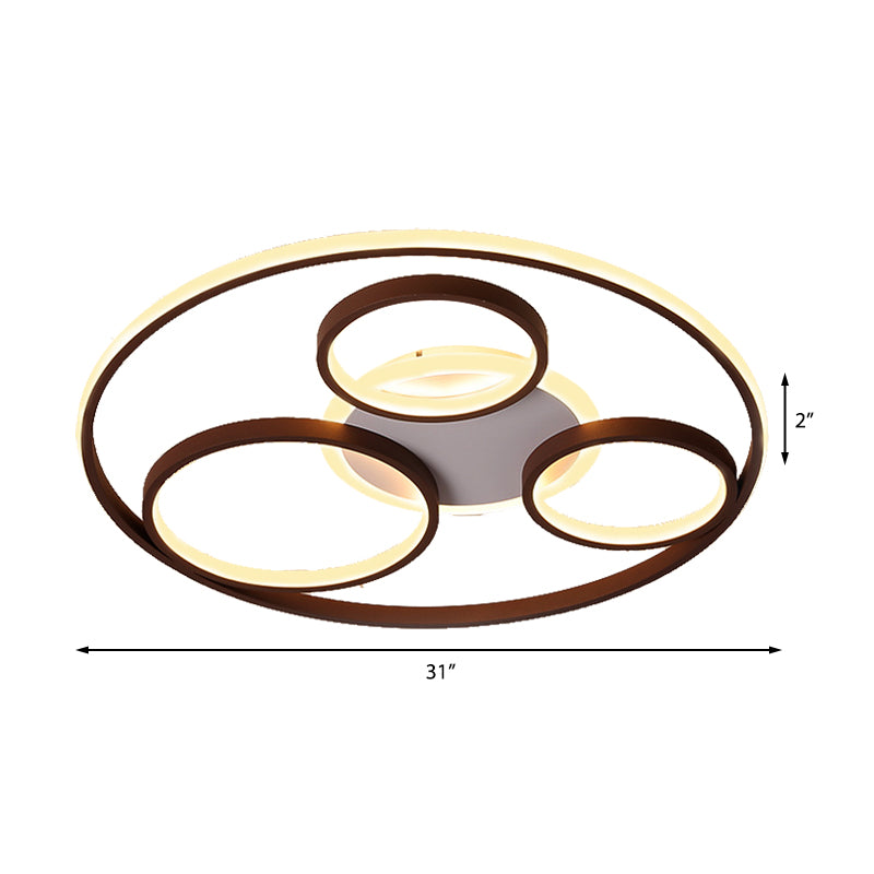 Brown Multi Ring Flush Light Fixture Minimalist Metal Led Flush Mount Ceiling Light in Warm/White, 16.5"/20.5"/24.5"/31" Wide Clearhalo 'Ceiling Lights' 'Close To Ceiling Lights' 'Close to ceiling' 'Flush mount' Lighting' 377603