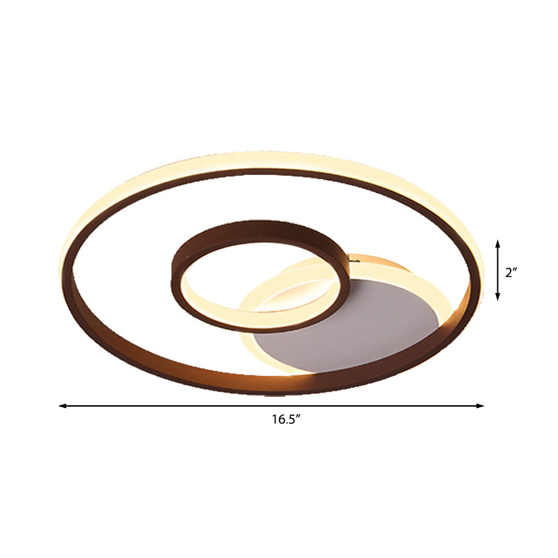Brown Multi Ring Flush Light Fixture Minimalist Metal Led Flush Mount Ceiling Light in Warm/White, 16.5"/20.5"/24.5"/31" Wide Clearhalo 'Ceiling Lights' 'Close To Ceiling Lights' 'Close to ceiling' 'Flush mount' Lighting' 377607