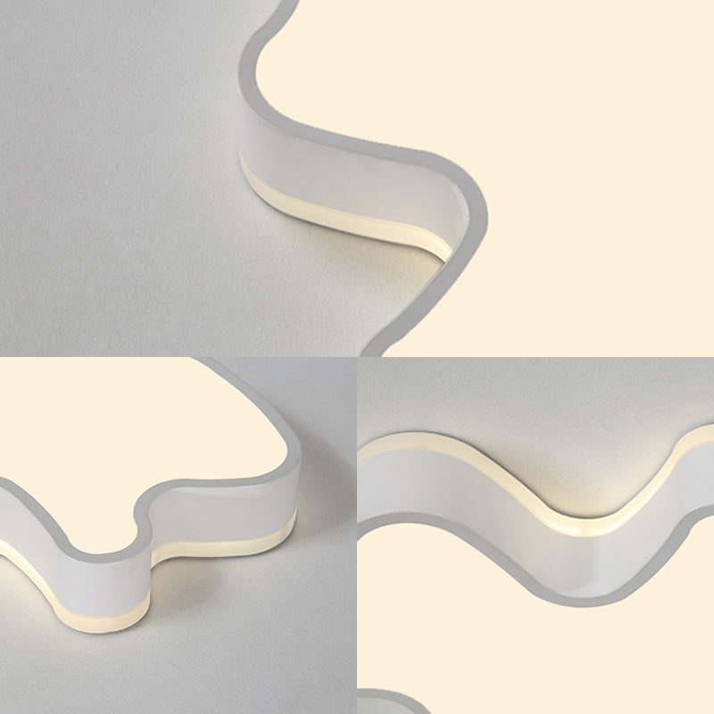 16"/19.5"/23.5" W Abstract Flush Light with Black/White Metal Shade and Acrylic Diffuser Led Contemporary Flush Mount in Warm/White Clearhalo 'Ceiling Lights' 'Close To Ceiling Lights' 'Close to ceiling' 'Flush mount' Lighting' 377651