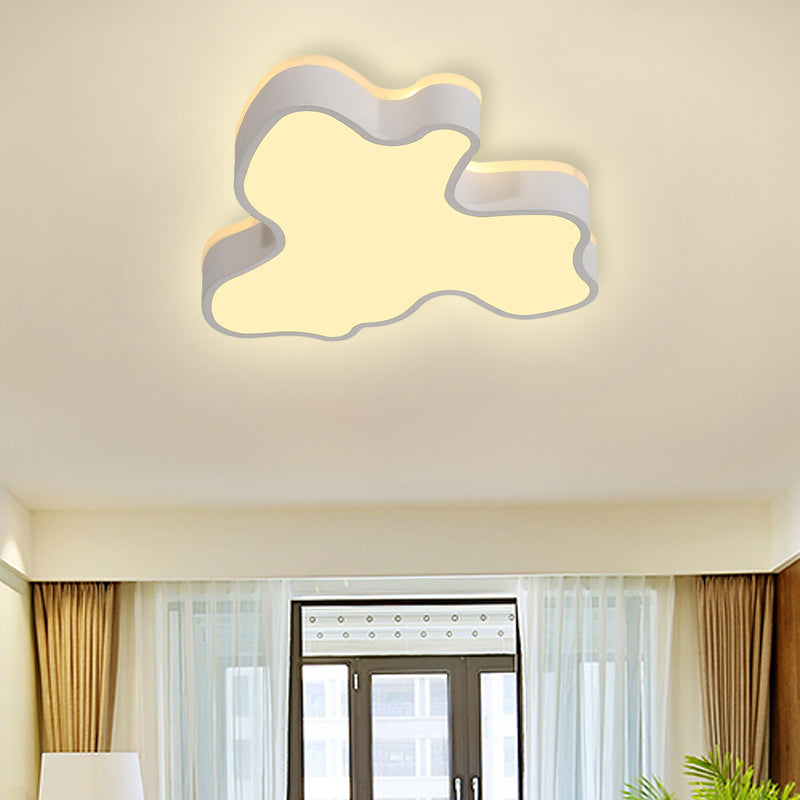 16"/19.5"/23.5" W Abstract Flush Light with Black/White Metal Shade and Acrylic Diffuser Led Contemporary Flush Mount in Warm/White White 19.5" Clearhalo 'Ceiling Lights' 'Close To Ceiling Lights' 'Close to ceiling' 'Flush mount' Lighting' 377652