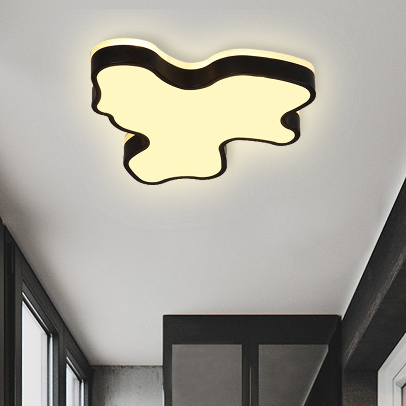 16"/19.5"/23.5" W Abstract Flush Light with Black/White Metal Shade and Acrylic Diffuser Led Contemporary Flush Mount in Warm/White Black 19.5" Clearhalo 'Ceiling Lights' 'Close To Ceiling Lights' 'Close to ceiling' 'Flush mount' Lighting' 377662