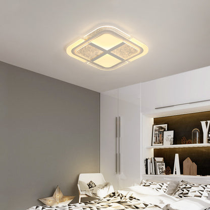 Modern Square Ceiling Light with Mosaic Design Acrylic Led Bedroom Flush Ceiling Light in Warm/White, 16"/19.5"/23.5" W White 16" Clearhalo 'Ceiling Lights' 'Close To Ceiling Lights' 'Close to ceiling' 'Flush mount' Lighting' 377678