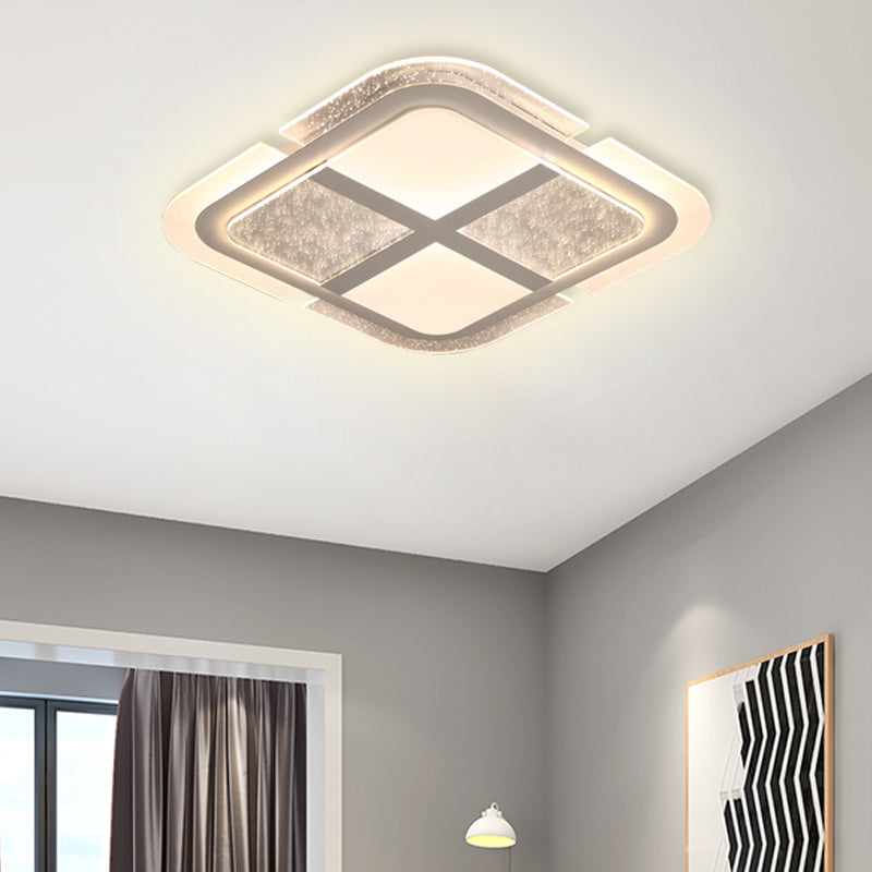 Modern Square Ceiling Light with Mosaic Design Acrylic Led Bedroom Flush Ceiling Light in Warm/White, 16"/19.5"/23.5" W - White - 19.5" - Clearhalo - 'Ceiling Lights' - 'Close To Ceiling Lights' - 'Close to ceiling' - 'Flush mount' - Lighting' - 377682