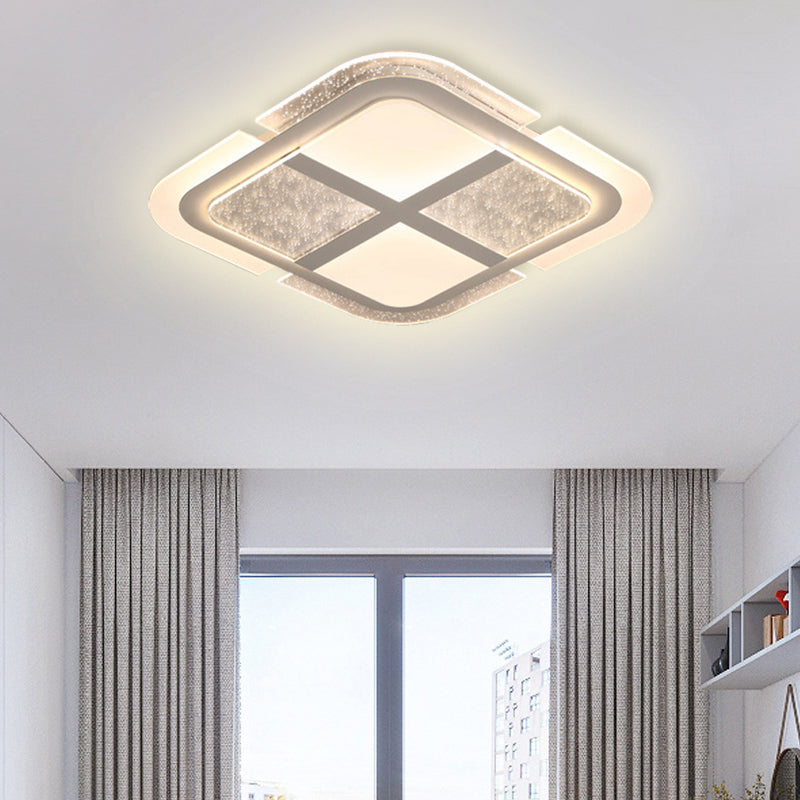 Modern Square Ceiling Light with Mosaic Design Acrylic Led Bedroom Flush Ceiling Light in Warm/White, 16"/19.5"/23.5" W - White - 23.5" - Clearhalo - 'Ceiling Lights' - 'Close To Ceiling Lights' - 'Close to ceiling' - 'Flush mount' - Lighting' - 377685